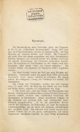 Spinoza in Deutschland : gekrönte Preisschrift