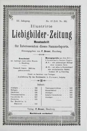 III. Jahrgang. No. 12 (Lfd. No. 36). (Hamburg, 1. Dezember 1898.)