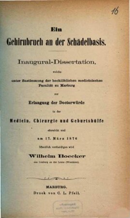 Ein Gehirnbruch an der Schädelbasis