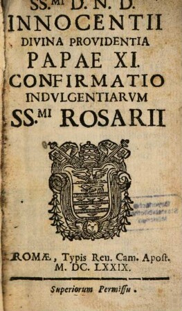 Innocentii ... XI ... Confirmatio