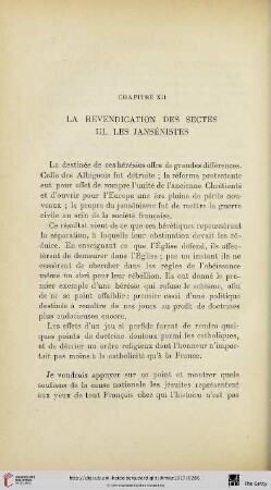 Chapitre XII. La revendication des sectes. III. Les jansénistes