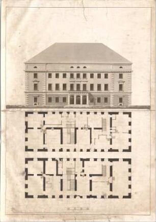 Voit, Johann Michael; Stadthaus - Grundrisse, Ansicht