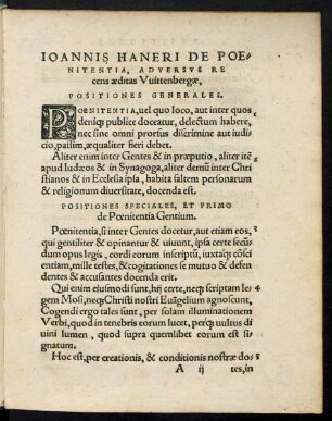 Ioannis Haneri De Poenitentia, Adversus Recens aeditas Wittenbergae ...