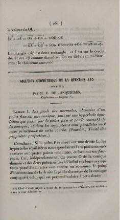 Solution géométrie de la question 443.