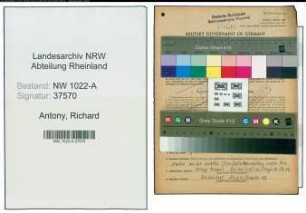 Entnazifizierung Richard Antony , geb. 07.12.1902 (Rottenfuehrer)