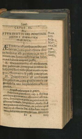 Caput VI. De Attributis Dei Positivis.