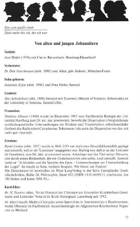 Von alten und jungen Johannitern