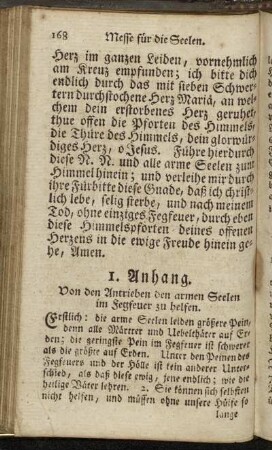 I. Anhang. Von den Antrieben den armen Seelen im Fegfeuer zu helfen
