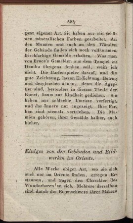Einiges von den Gebäuden und Bildwerken im Oriente.