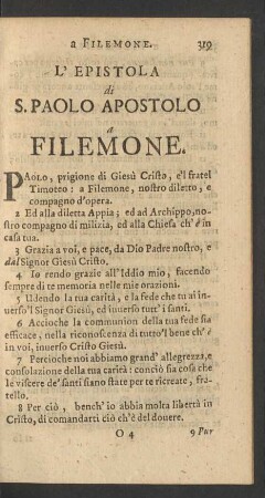 L'Epistola di S.Paolo Apostolo a Filemone