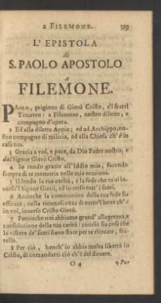 L'Epistola di S.Paolo Apostolo a Filemone