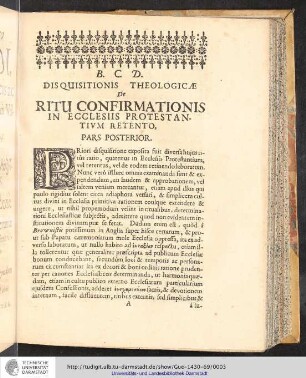 Disquisitionis theologicae de ritu confirmationis in ecclesiis protestantium retento ; Pars posterior