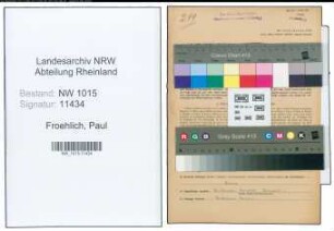 Entnazifizierung Paul Froehlich , geb. 30.04.1899 (Reichsbahninspektor)