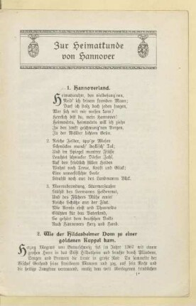 Zur Heimatkunde von Hannover