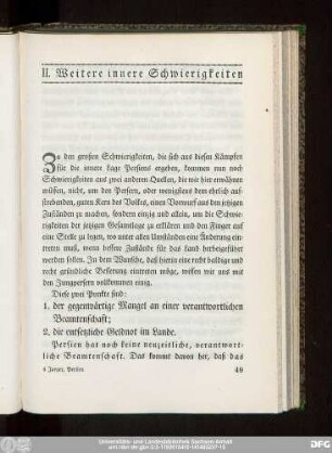 II. Weitere innere Schwierigkeiten