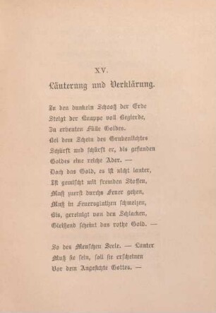 XV. Läuterung und Verklärung.