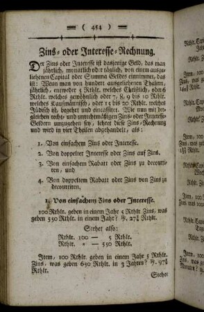 Zins- oder Interesse-Rechnung