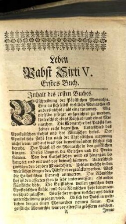 Leben des berühmten Pabsts Sixti V.