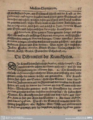 Die Differentien der Kranckheiten.