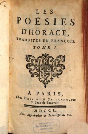 Les Poesies D'Horace, 1