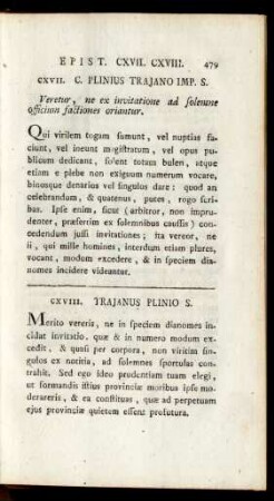 CXVII. C. Plinius Trajano Imp. S.