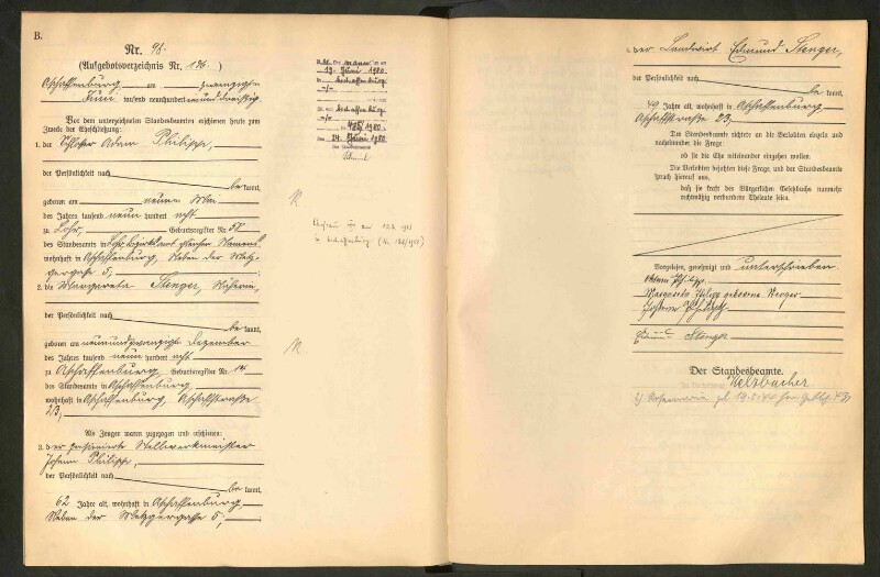 Standesamtsbuch der Stadt Aschaffenburg: Eheschließungen 252/1930 - 130/1931
