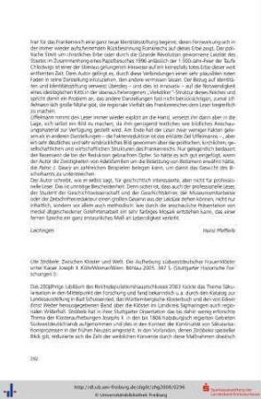Ute Ströbele: Zwischen Kloster und Welt. Die Aufhebung südwestdeutscher Frauenklöster unter Kaiser Joseph II.