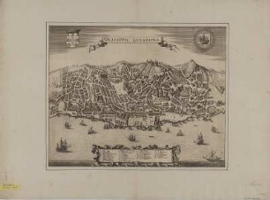 Stadtplan von Lissabon, 1:4 000, Kupferstich, um 1660 : Olisippo = Lisabona / [J. Janssonius exc.]. - [Ca. 1:4 000] - [Amsterdam] : [Ioannes Ianssonius] , [um 1660]. - 1 Kt. : Kupferst. ; 50 x 40 cm