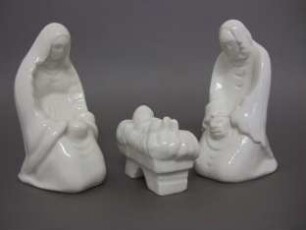 Maria und Josef das Jesuskind in der Krippe anbetend