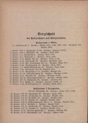 Verzeichnis der Polizeiämter und Polizeireviere