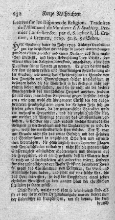 Lettres sur les disputes de religion.
