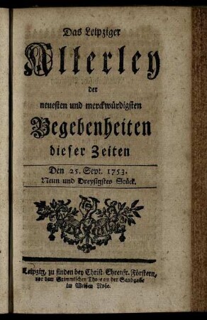 Den 25. Sept. 1753. Neun und Dreysigstes Stück.
