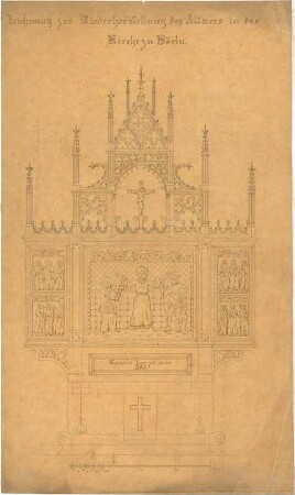 Zocher, Ernst; Börln; Altar, Wiederherstellung - Aufriss