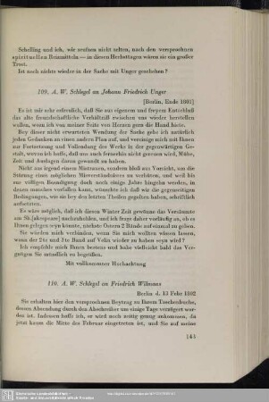 August Wilhelm von Schlegel an Friedrich Wilmans, Berlin, 13.02.1802