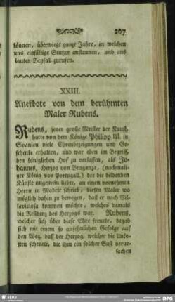 XXIII. Anekdote von dem berühmten Maler Rubens
