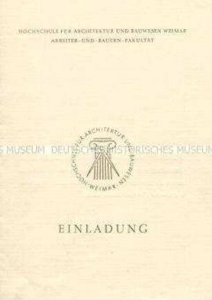 Einladung und Programm für eine Festveranstaltung zum 10. Jahrestag der Gründung der Arbeiter- und Bauernfakultät