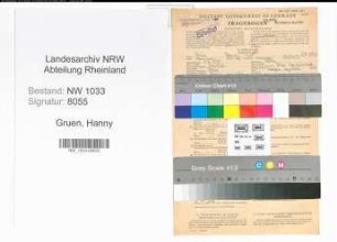Entnazifizierung Hanny Gruen , geb. 04.02.1920 (Kaufm.-Angestellte)