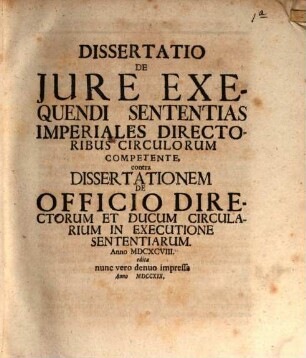 Dissertationum juridicarum Hallensium volumen ... : ex iure publico, privato, feudali et statutario materias exhibentes, 2