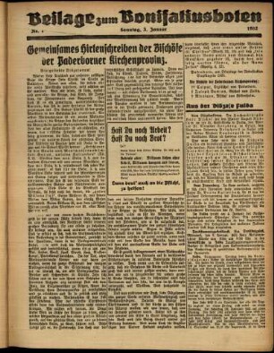 Zweite Ausgabe vom Sonntag, den 03. Januar 1932.