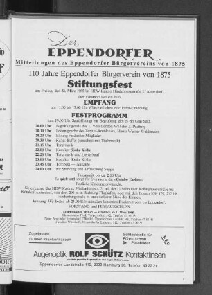 110 Jahre Eppendorfer Bürgerverein von 1875