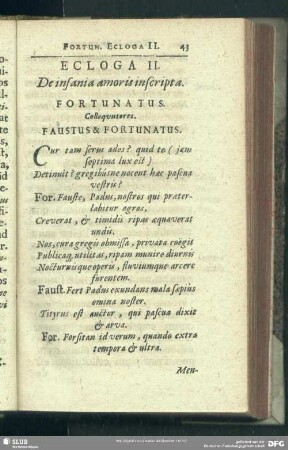 Ecloga II. De insania amoris inscripta