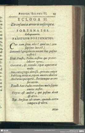 Ecloga II. De insania amoris inscripta