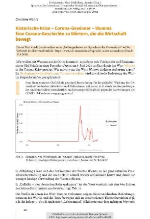 Historische Krise - Corona-Gewinner - Wumms: Eine Corona-Geschichte zu Wörtern, die die Wirtschaft bewegt