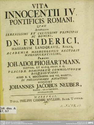 Vita Innocentii IV. Pontificis Romani