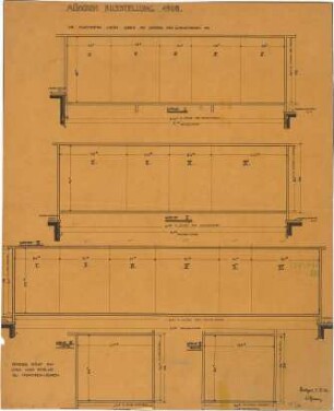 Fischer, Theodor; München, Ausstellungspark Theresienhöhe; Ausstellungsgestaltung Raum Prof. Fischer - Wände (Grundrisse)