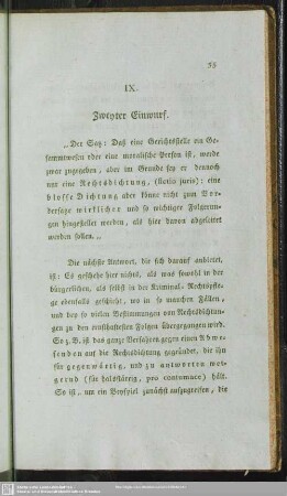 IX. Zweyter Einwurf