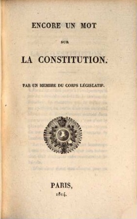 Encore un mot sur la constitution