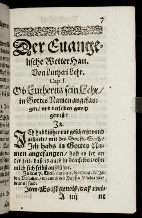 Von Lutheri Lehr. Cap. I.