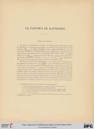Le papyrus de Katseshni. Style et contenu