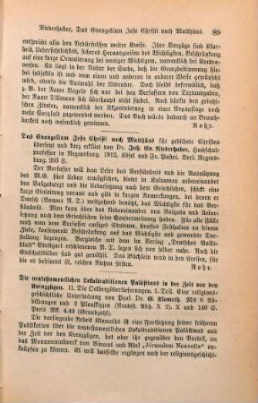 89-90 [Rezension] Klameth, Gustav, Ölbergüberlieferungen